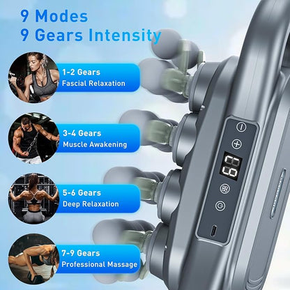 Upgrade 28 Head Massage Gun Set, Handheld Back Massager Gun Deep Tissue,9 Speeds Electric Percussion Muscle Body Massager for Athletes Neck Shoulder Pain Relief,Gifts for Men Women