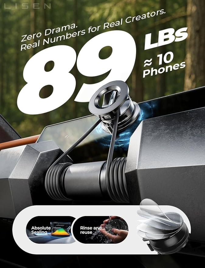 LISEN for Magsafe Car Mount, Magnetic Phone Holders for Your Car, Vacuum Phone Mount for Car Accessories for Women Men Jeep BMW, SuctionPro Gifts Kits, for iPhone 17 Pro Max 16 15 14