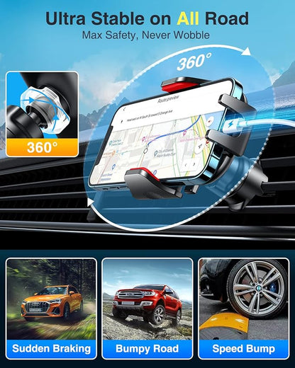 VANMASS [True Military-Grade] Car Phone Holder [Best Suction & Clip] Cell Phone Mount for Dashboard Windshield Vent Truck Cradle Dash Stand for iPhone 15 Pro Max 14 13 12 Android, Red