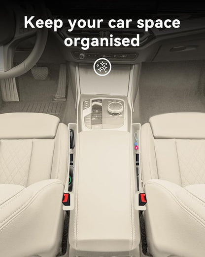 Car Seat Gap Filler, Seat Gap Organizer with Phone Holder, Car Seat Accessories, Car Organizer Fit SUV Truck-2PCS White