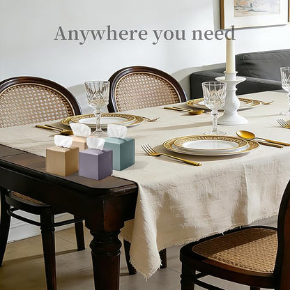 REGELETO Square Tissue Box Cover, Pu Leather Tissue Box Holder with Bottom Belt Modern Stylish Tissue Box Organizer for Bathroom, Bedroom, Hotel, Office Desk 5"X5"X5"