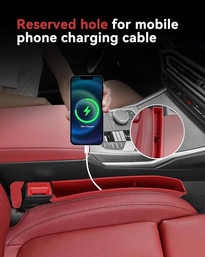 Car Seat Gap Filler, Seat Gap Organizer with Phone Holder, Car Seat Accessories, Car Organizer Fit SUV Truck-2PCS Red