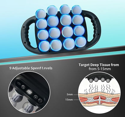 16 Head Massage Gun, Deep Tissue Percussion Massager with 9 Intensity Levels for Neck, Back, Shoulders, Legs Pain Relief & Recovery