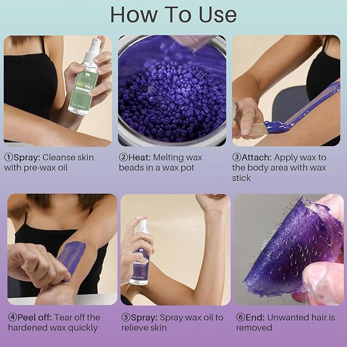 BLITZWAX Brazilian and Bikini Waxing Kit for Women, Hard Wax Warmer for Face, Legs, and Body, At Home Hair Removal Kit, Beginner Friendly, Quick Heating, 32pcs Wax Spatulas