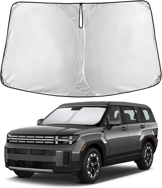 EcoNour Custom Windshield Sun Shade for Hyundai Santa Fe 2024–2026 | Midsize SUV Front Window Heat & UV Shield | Foldable Multi-Layer Sun Cover