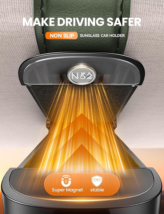 JOYROOM Sunglasses Holder for Car Visor, Magnetic Sunglass Organizer Clip Universal for Car SUV Truck Pickup, Jeep Wrangler Accessories