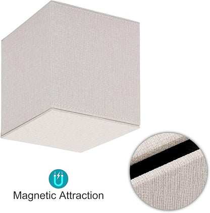 Sumnacon Square Linen Tissue Box Cover - Stylish Cube Tissue Box Holder with Magnetic Bottom, Decorative Tissue Box for Vanity Toilet Tank Dresser Night Stand Table Countertop Office Car, Beige