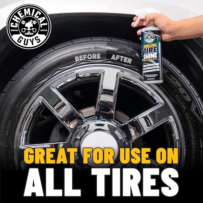 Chemical Guys ShineLogic Tire Shine Safe for Cars, Trucks, Motorcycles, RVs & More, Includes Microfiber Towel Kit, 15 fl oz, 2 Pack