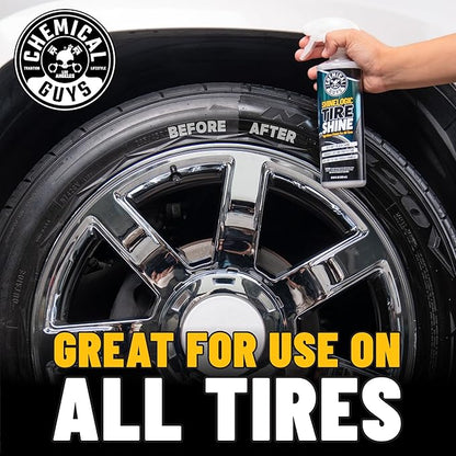 Chemical Guys ShineLogic Tire Shine Safe for Cars, Trucks, Motorcycles, RVs & More, Includes Microfiber Towel Kit, 15 fl oz, 2 Pack