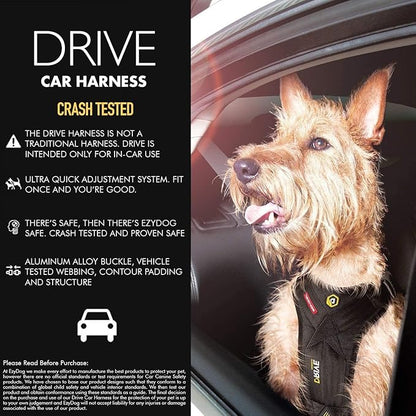 EzyDog Drive Dog Car Harness – Crash Tested and Certified (US-FMVSS 213) Dog Seat Belt Harness for Safe Travel, Adjustable with Padded Comfort (Large)