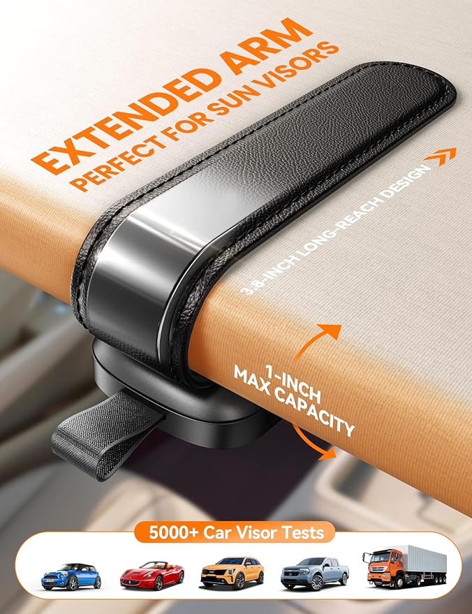 JOYROOM Sunglass Holder for Car Visor Clip 2026 Gadgets for Men& Car Accessories for Women [Real One-Handed Operation][Soft Foam Protection][Non-Slip] Magnetic Sunglasses Organizer Essentials Car Gift