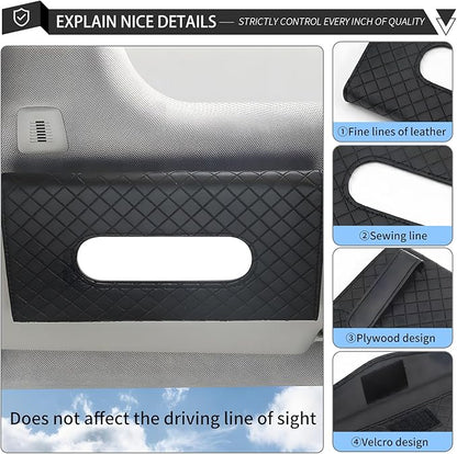 Car Tissue Holder with Ultra Soft Lotion Facial Tissues - Slim Visor Mount for Cars/Trucks/SUVs, Kleenex-Compatible Napkin Organizer (Ergonomic Design, Easy Installation)