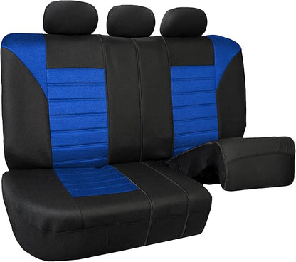 FH Group Automotive Car Seat Covers Rear Set Premium 3D Air Mesh Seat Covers, Airbag Compatible and Split Bench Cover Universal Fit Interior Accessories for Cars Trucks and SUVs - Blue