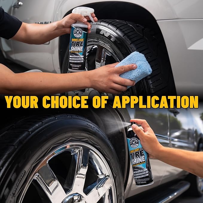 Chemical Guys ShineLogic Tire Shine Safe for Cars, Trucks, Motorcycles, RVs & More, Includes Microfiber Towel Kit, 15 fl oz, 2 Pack