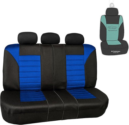 FH Group Automotive Car Seat Covers Rear Set Premium 3D Air Mesh Seat Covers, Airbag Compatible and Split Bench Cover Universal Fit Interior Accessories for Cars Trucks and SUVs - Blue