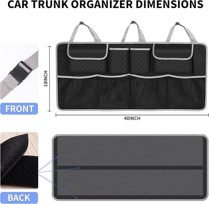 Car Trunk Organizer and Storage, Large Capacity Backseat Hanging Storage Accessories, Backseat Car Organizer for SUV/MPV/Truck (Gray)