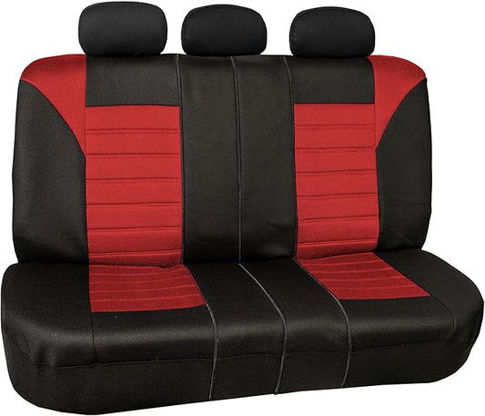 FH Group Automotive Car Seat Covers Rear Set Premium 3D Air Mesh Seat Covers, Airbag Compatible and Split Bench Cover Universal Fit Interior Accessories for Cars Trucks and SUVs - Red