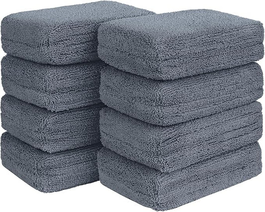 HOMEXCEL Microfiber Applicator Pads, Scratch-Free Car Wash Sponge for Cleaning, Premium Wax Foam Applicator Pads for Car Detailing, 5”x3”, 8 Pack, Grey