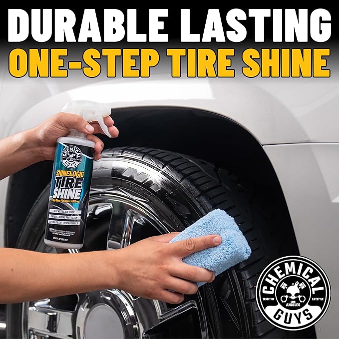 Chemical Guys ShineLogic Tire Shine Safe for Cars, Trucks, Motorcycles, RVs & More, Includes Microfiber Towel Kit, 15 fl oz, 2 Pack
