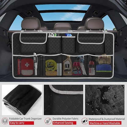 Car Trunk Organizer and Storage, Large Capacity Backseat Hanging Storage Accessories, Backseat Car Organizer for SUV/MPV/Truck (Gray)