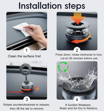 2026 Upgraded Suction Cup Phone Mount Nano Gel 360° Vacuum Magnetic Car Phone Holders for Your Car 110LBS Reinforced Mount for MagSafe Gym/Mirror for iPhone & Android