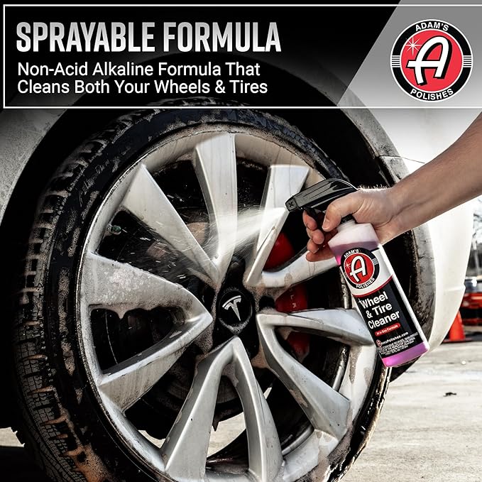 Adam's Polishes Wheel & Tire Cleaner Combo - Professional All In One Tire, Wheel, Rim, Barrel, Rubber, Well Cleaning Spray for Car Washing & Auto Detailing - Safe On Most Rim Finishes
