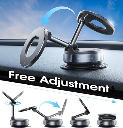 2026 Upgraded Vacuum Magnetic Car Phone Holder 360° Reinforced 96LBS Ultra Suction Cup Phone Mount for MagSafe Cell Phone Holders for Your Car/Gym/Mirror Mount for iPhone & Android