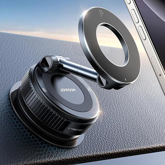JOYROOM Magsafe Car Mount, Car Mount for iPhone with Strong Magnet, 360° Metal Strut Vacuum Suction Cup Phone Mount for iPhone 17 Air Pro Max/16 15 14 13 12 Series& Android Magsafe Case, Black