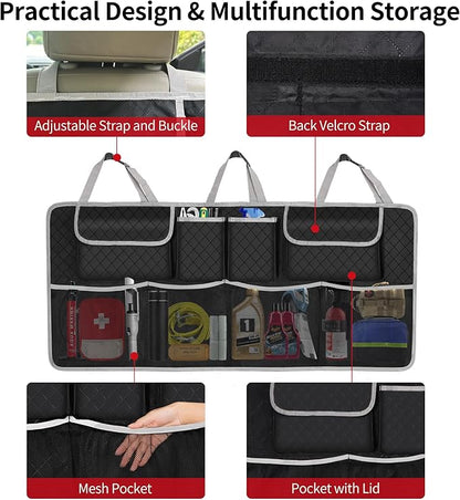 Car Trunk Organizer and Storage, Large Capacity Backseat Hanging Storage Accessories, Backseat Car Organizer for SUV/MPV/Truck (Gray)