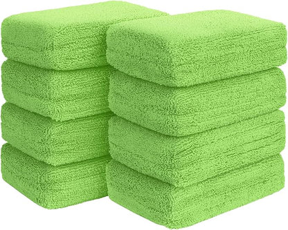 HOMEXCEL Microfiber Applicator Pads, Scratch-Free Car Wash Sponge for Cleaning, Premium Wax Foam Applicator Pads for Car Detailing, 5”x3”, 8 Pack, Green