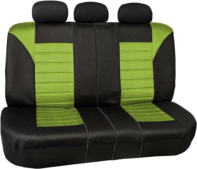 FH Group Automotive Car Seat Covers Rear Set Premium 3D Air Mesh Seat Covers, Airbag Compatible and Split Bench Cover Universal Fit Interior Accessories for Cars Trucks and SUVs - Green