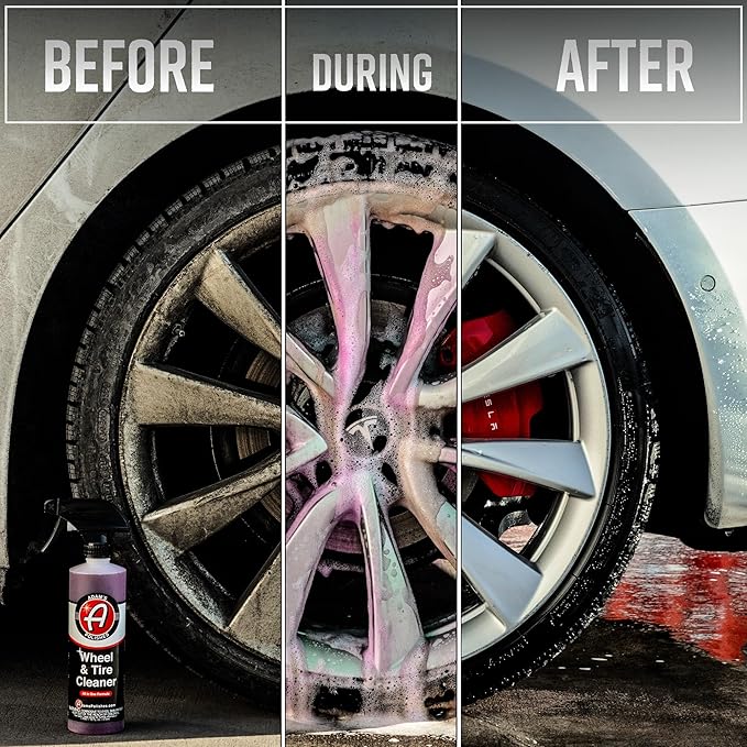 Adam's Polishes Wheel & Tire Cleaner Combo - Professional All In One Tire, Wheel, Rim, Barrel, Rubber, Well Cleaning Spray for Car Washing & Auto Detailing - Safe On Most Rim Finishes