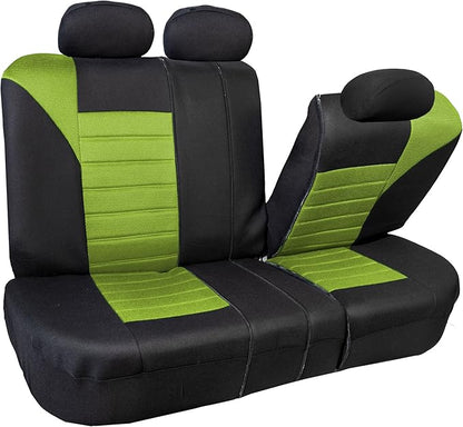 FH Group Automotive Car Seat Covers Rear Set Premium 3D Air Mesh Seat Covers, Airbag Compatible and Split Bench Cover Universal Fit Interior Accessories for Cars Trucks and SUVs - Green