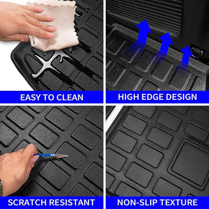 Rongtaod Floor Mats Compatible with 2020-2025 2026 Ford Explorer 7 Seats Cargo Mat Cargo Liner Trunk Liner Back Seat Cover Protector 2024 Explorer Accessories (Trunk Mat with Backrest Mat+Floor Mats)