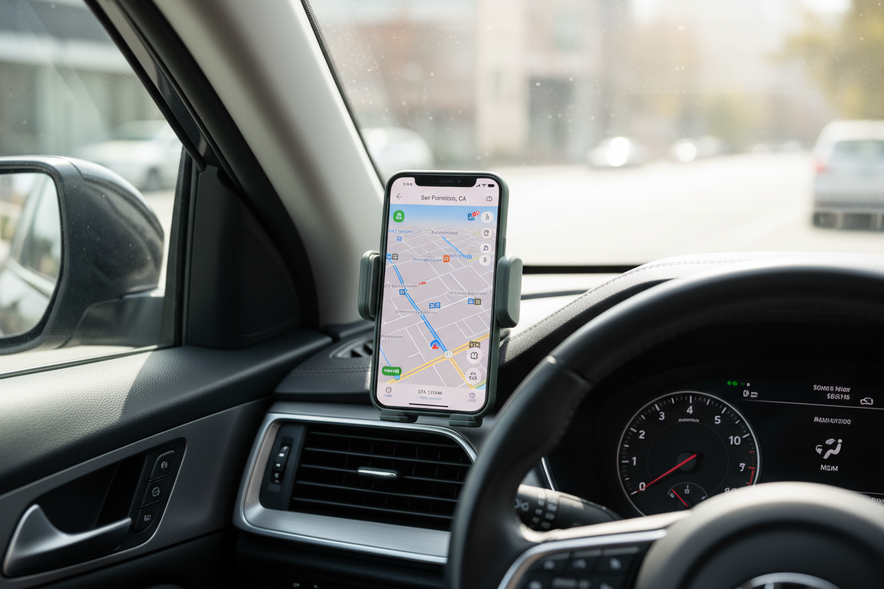 James R., Texas
"The Gray Green Smartphone Mount is a game-changer for my daily commute. It looks subtle, stylish, and holds my phone securely. I feel safer using GPS while driving now. DriveStyle truly knows how to blend function with style."(make it real photo)